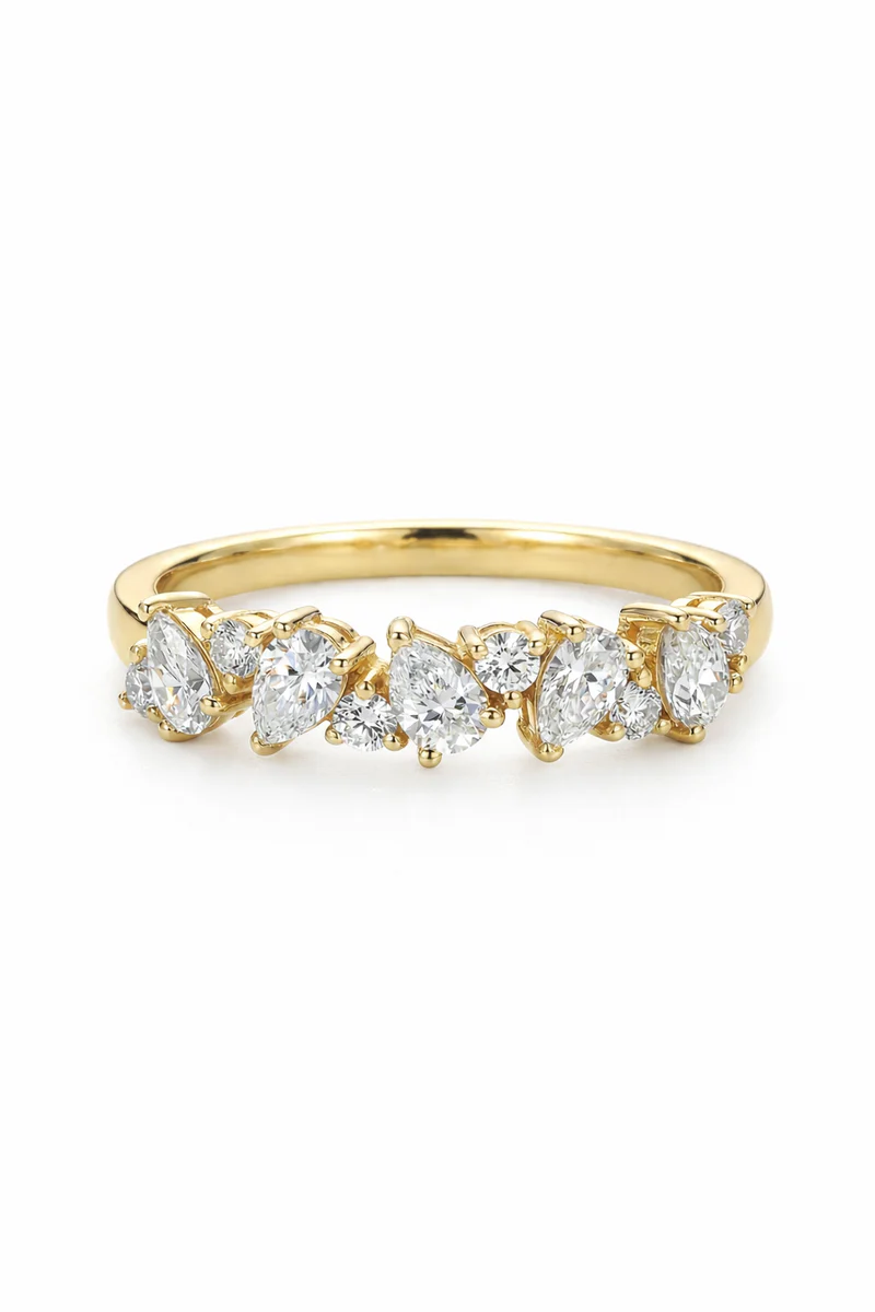 Rhythmic Pear & Round Cluster Band