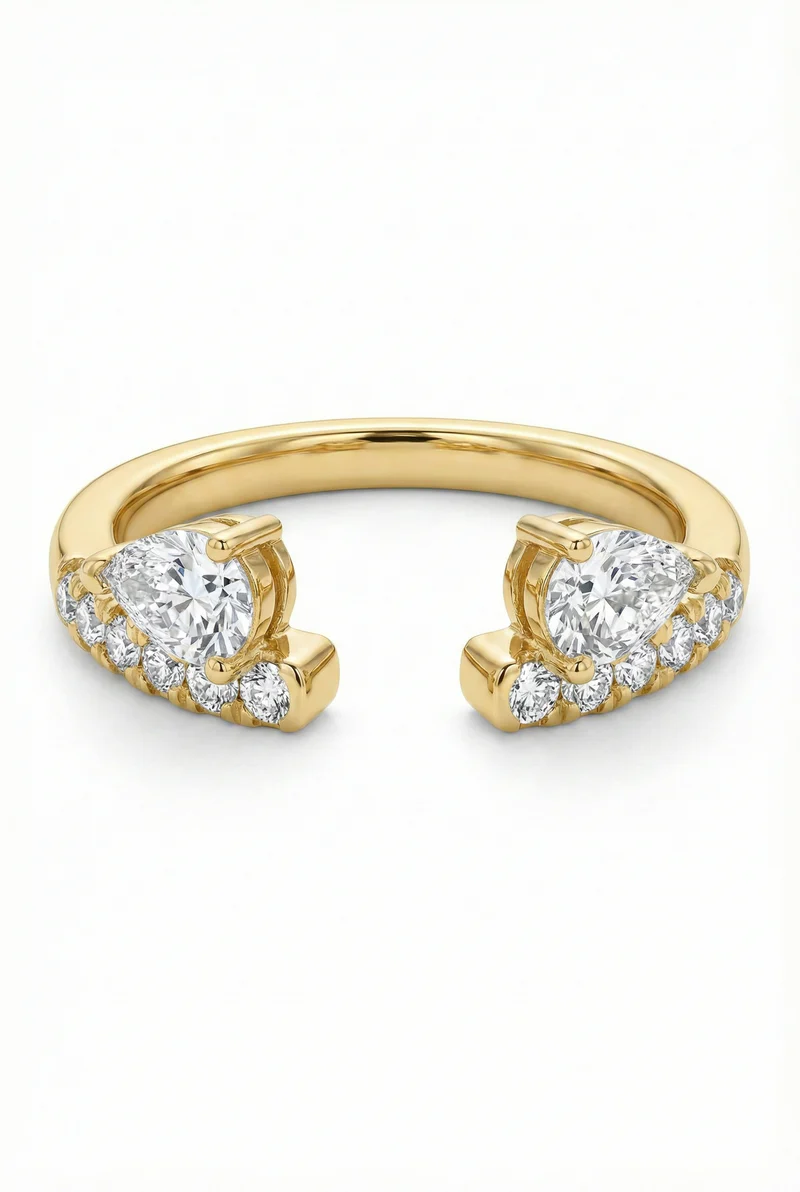 Pear Diamond Open Cuff