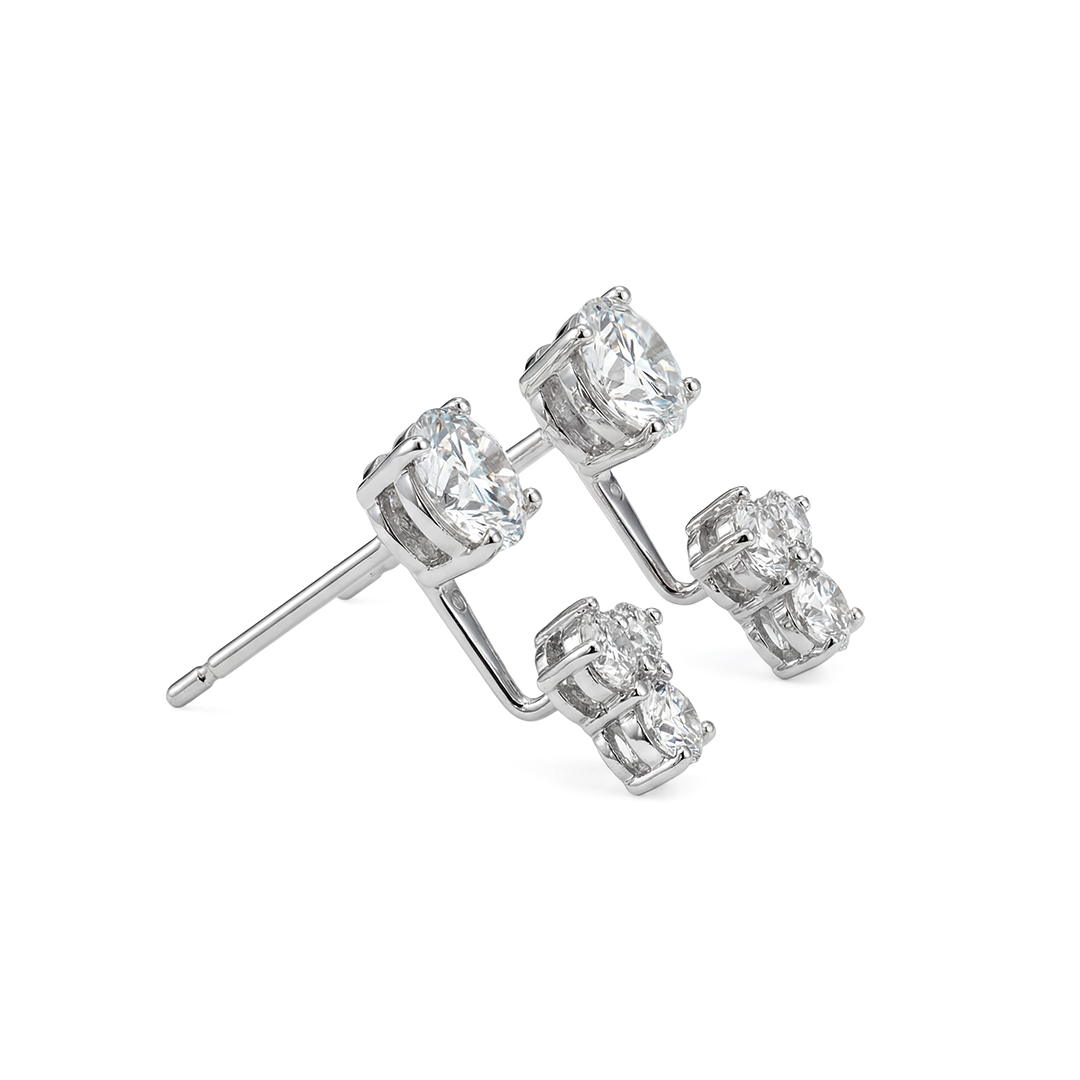 White gold five-diamond stud earrings