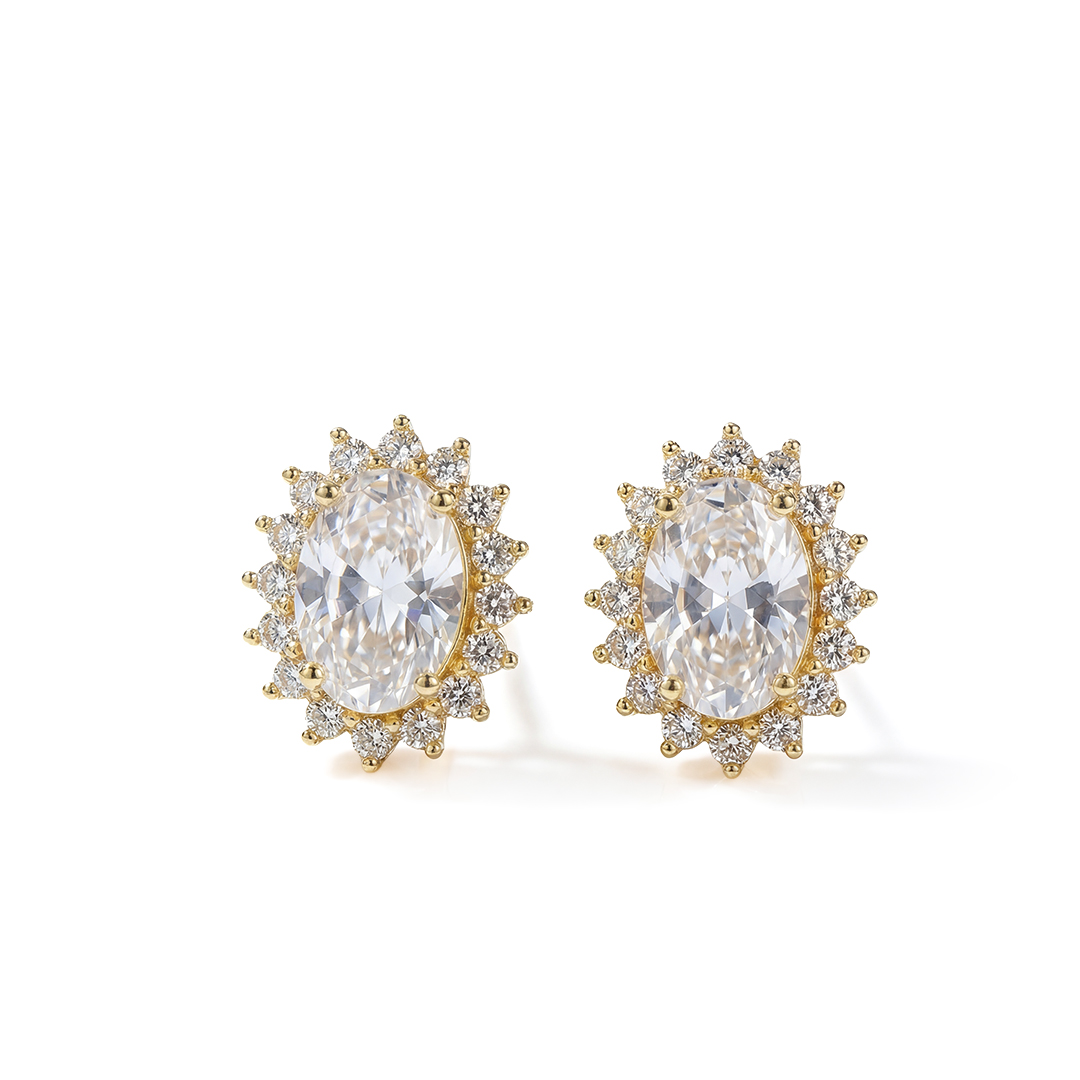 Yellow Gold Oval Stud Earrings