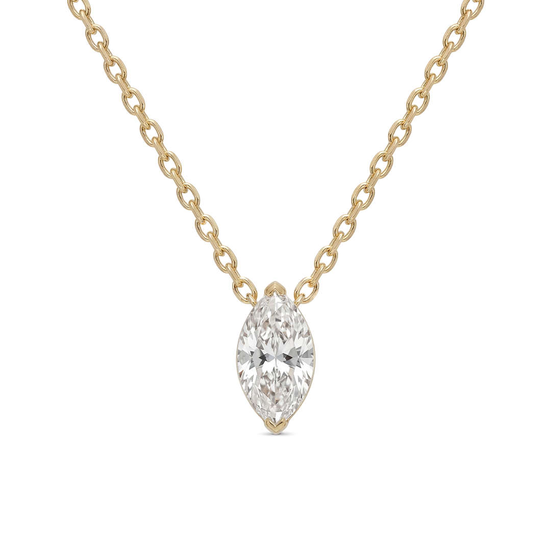Yellow Gold Marquise Cut Solitaire Necklace