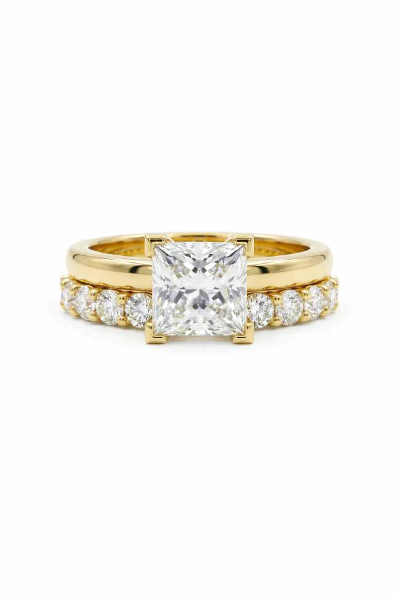 Princess Cut Wide Band Ring
