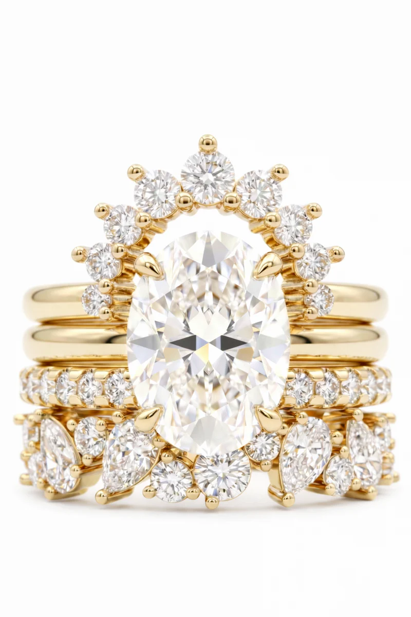 Multi-Stacked Oval Solitaire & Celestial Crown Suite