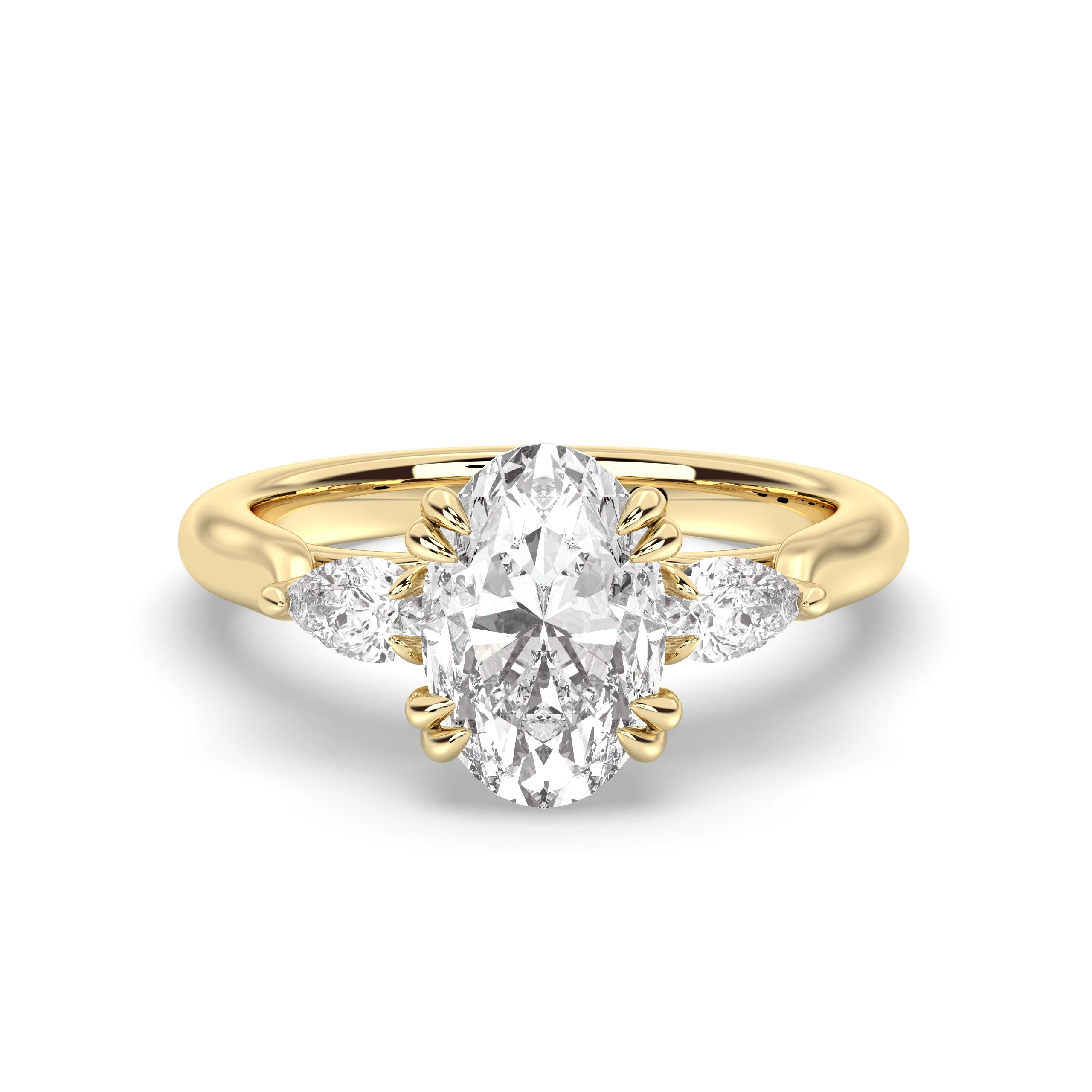 Amsterdam Lotus Prong, 3 Stone Classic, Oval Cut